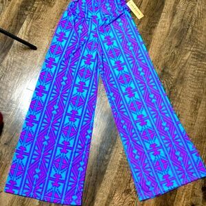 Jon & Anna Large Blueberry Palazzo Geometric Urban Cinched Ankle Pants